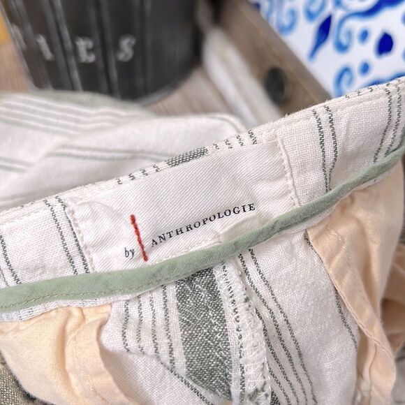 Anthropologie Striped Linen High Waisted Shorts Size 8 - Picture 5 of 7